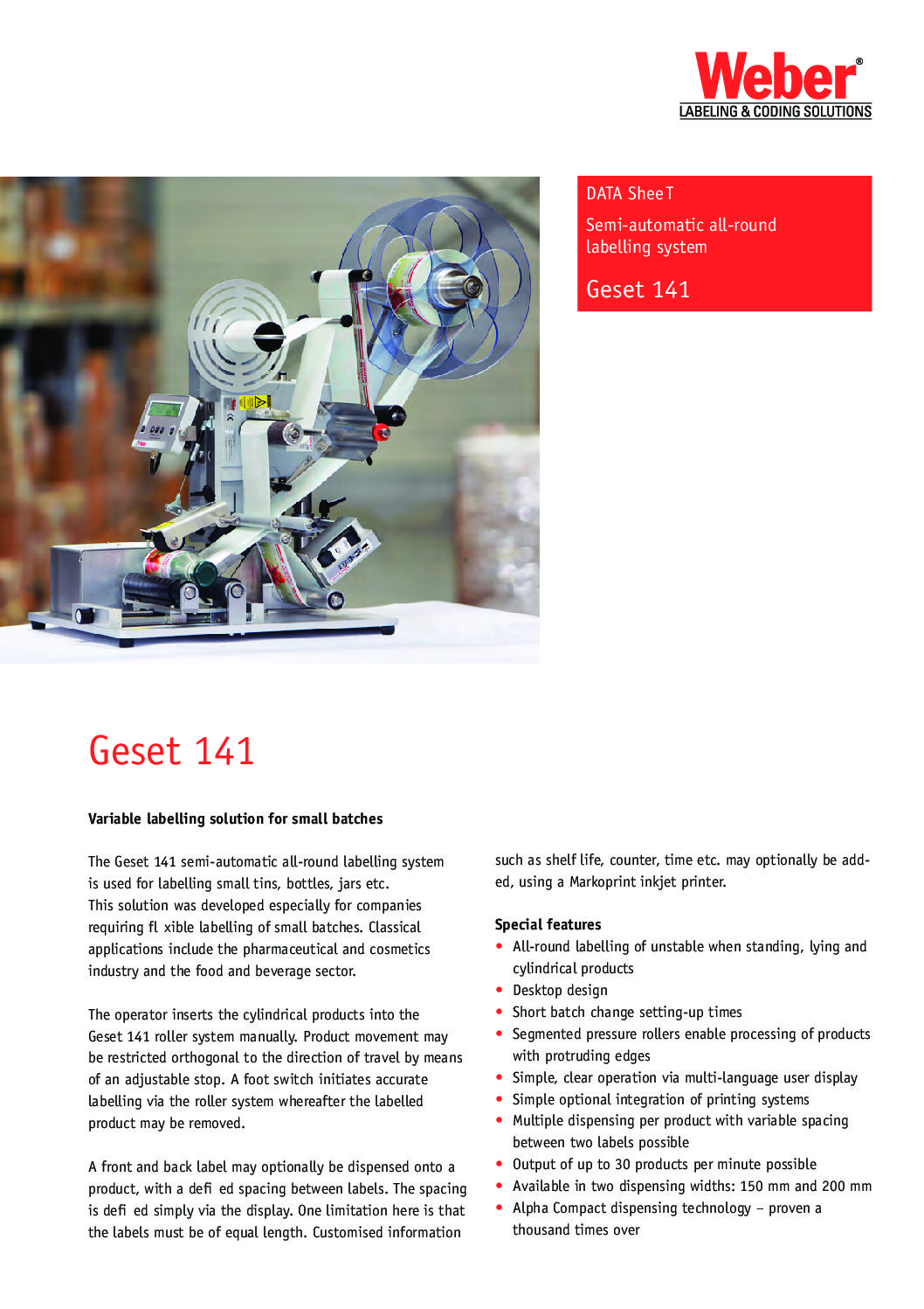 Geset 141 Leaflet - Weber Labels UK